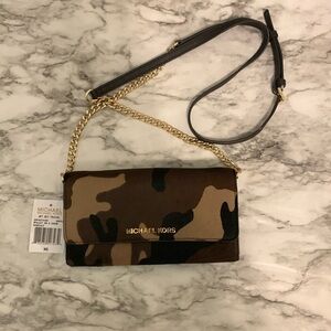 Michael Michael Kors “Jet Set” Camouflage Calf Skin Crossbody/Wallet